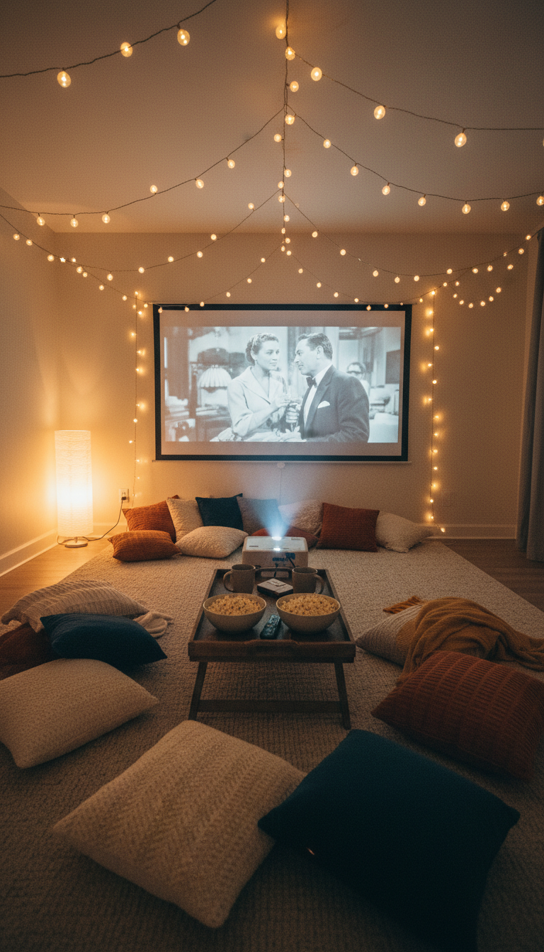 Sessão de Cinema em Casa com Pipoca Gourmet