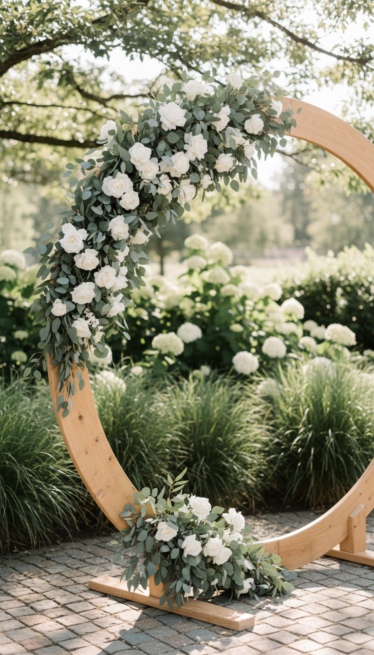 Arco de Flores Naturais e Folhagens