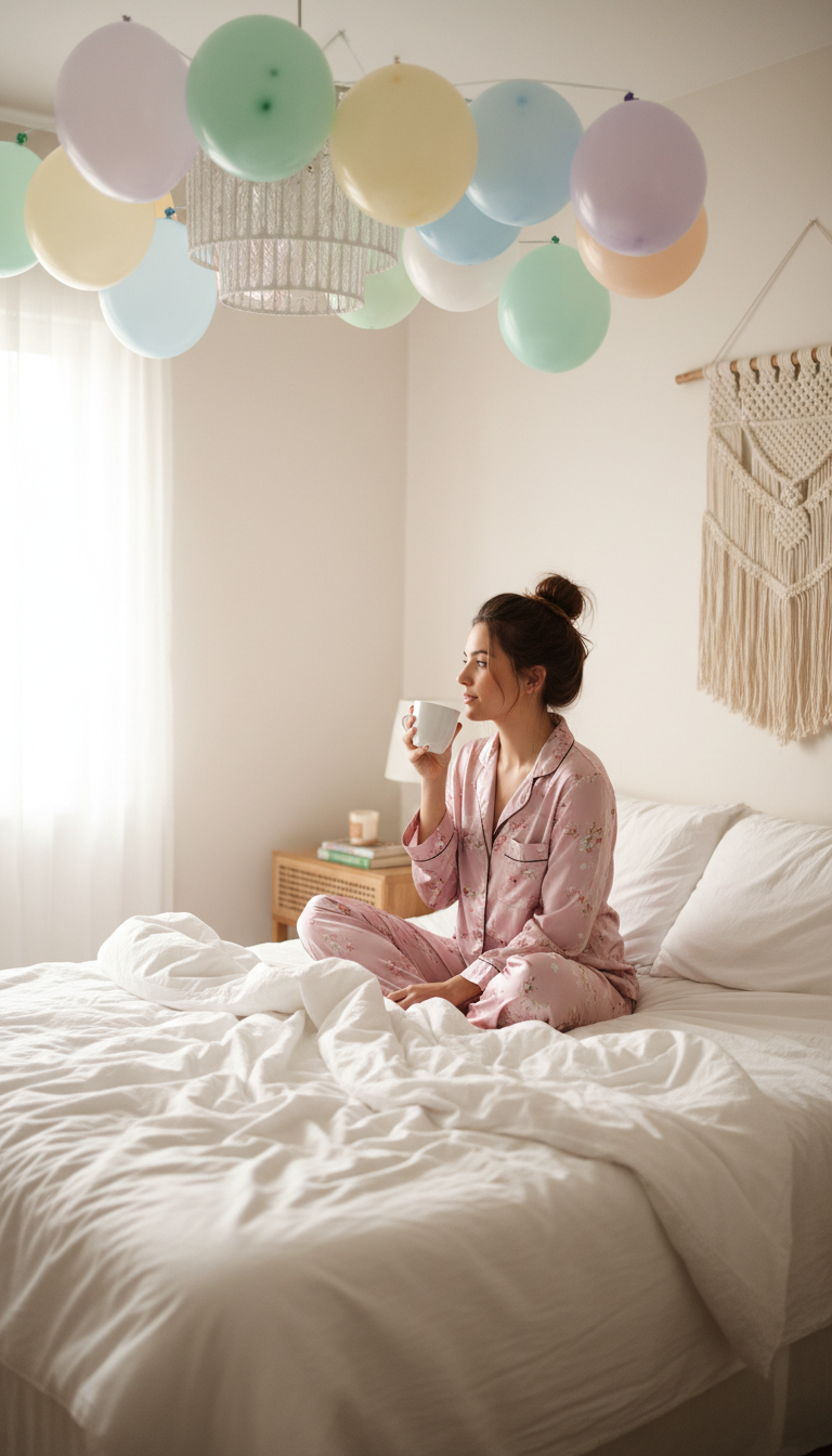 O Charme da Cama com Balões Flutuantes
