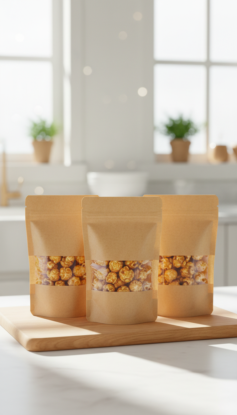 Pipocas Gourmet em Saquinhos de Papel