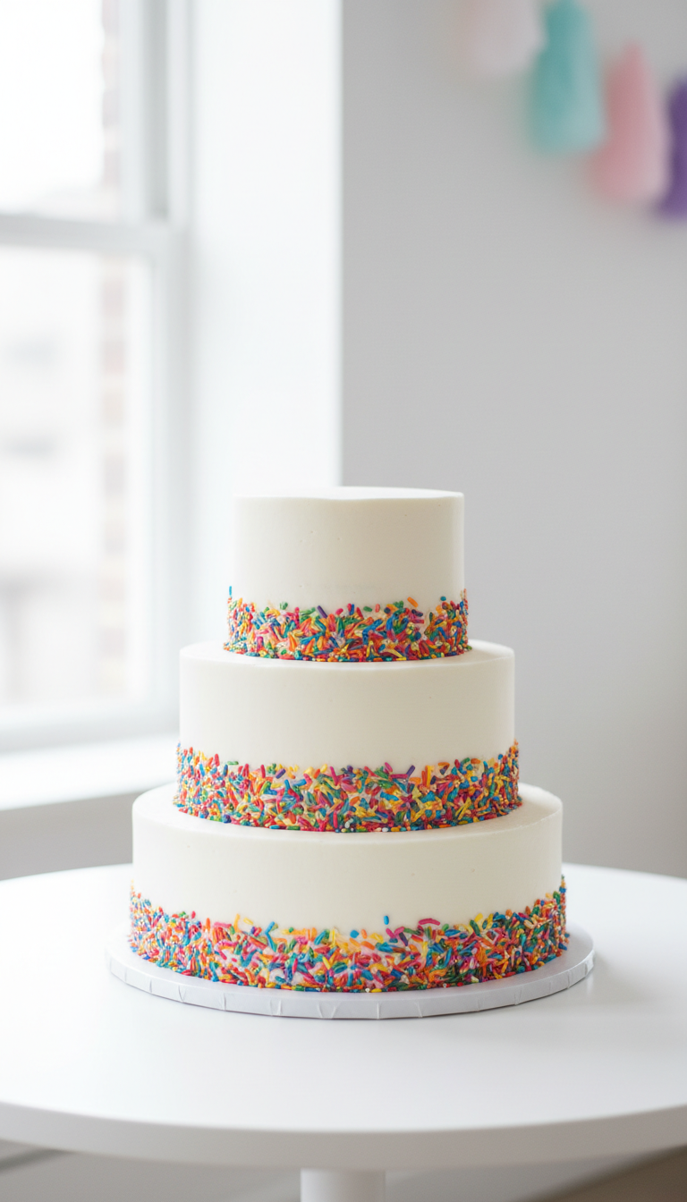 Bolo de Confetes Coloridos Minimalista