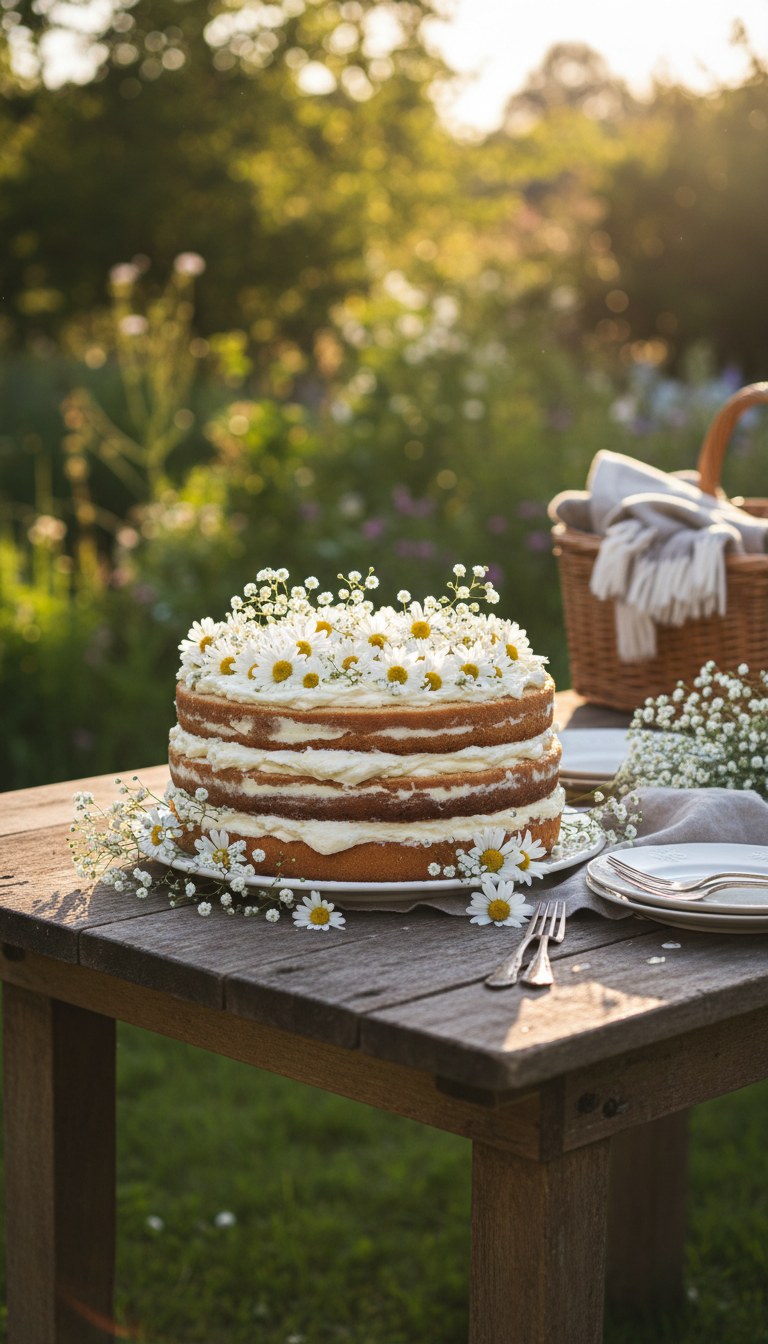 Naked Cake Rústico com Flores Naturais
