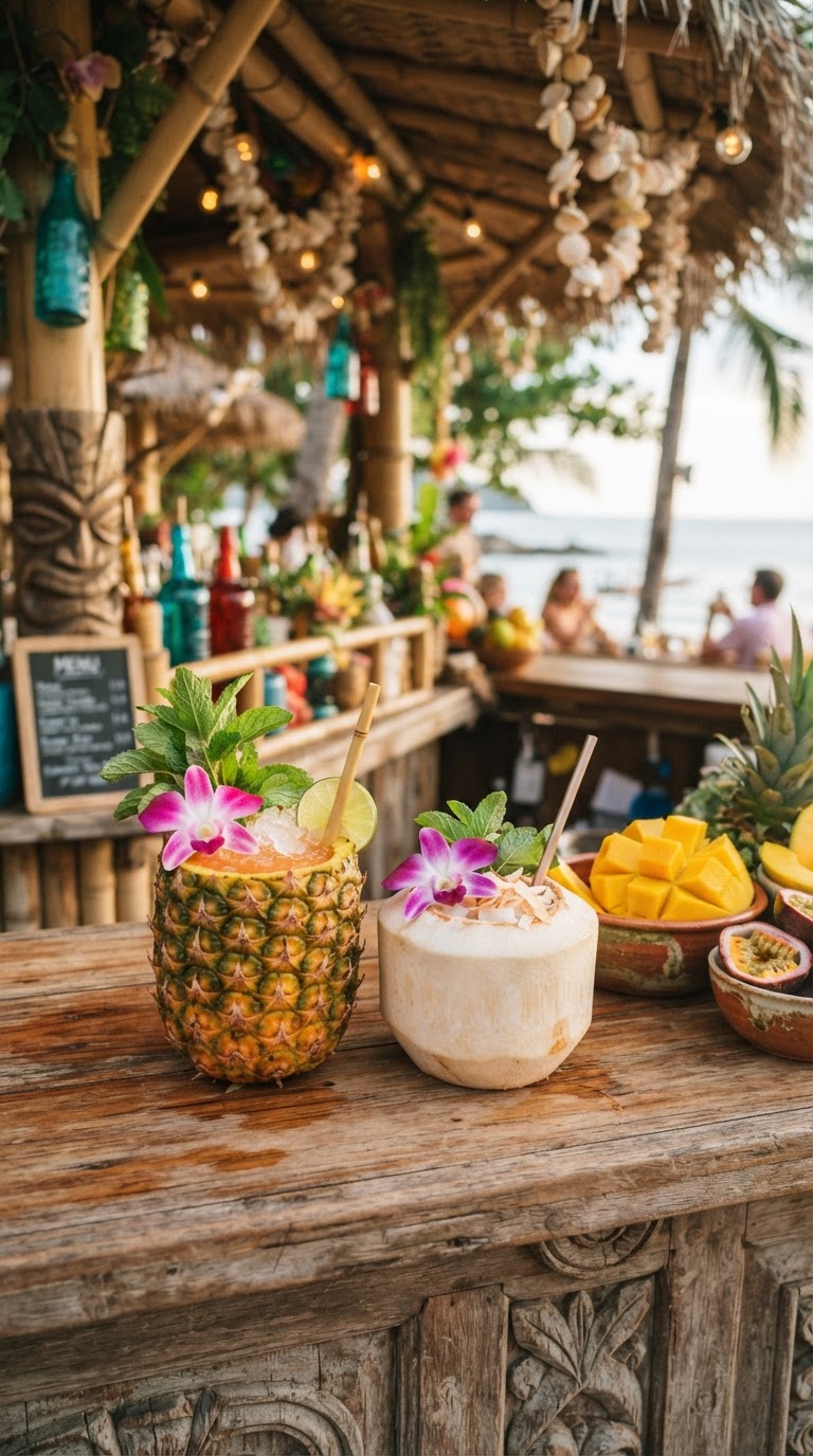 2. Bar de Coquetéis DIY com Frutas Tropicais