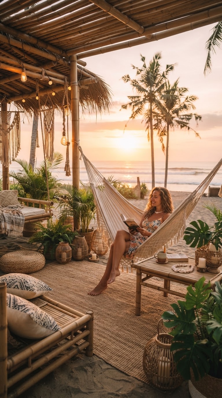 11. Lounge com Redes e Cabanas de Palha