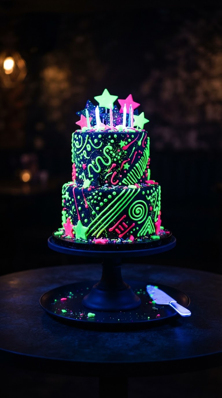 3. Mesa de Doces com Efeito Fluorescente