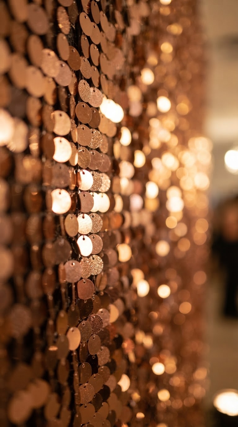 3. Mesa de Doces com Painel de Lantejoulas Shimmer