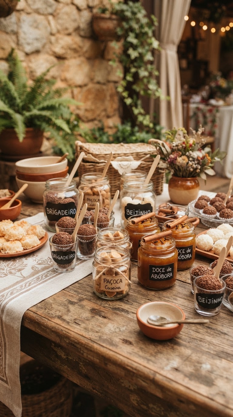 9. Mesa de Doces com Clássicos de Mercearia