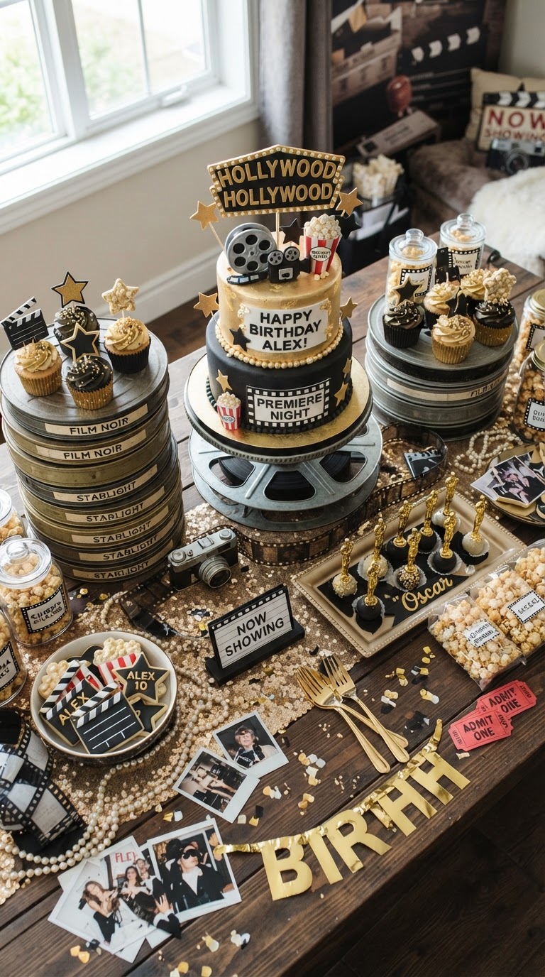 6. Mesa de Doces com Detalhes Cinematográficos