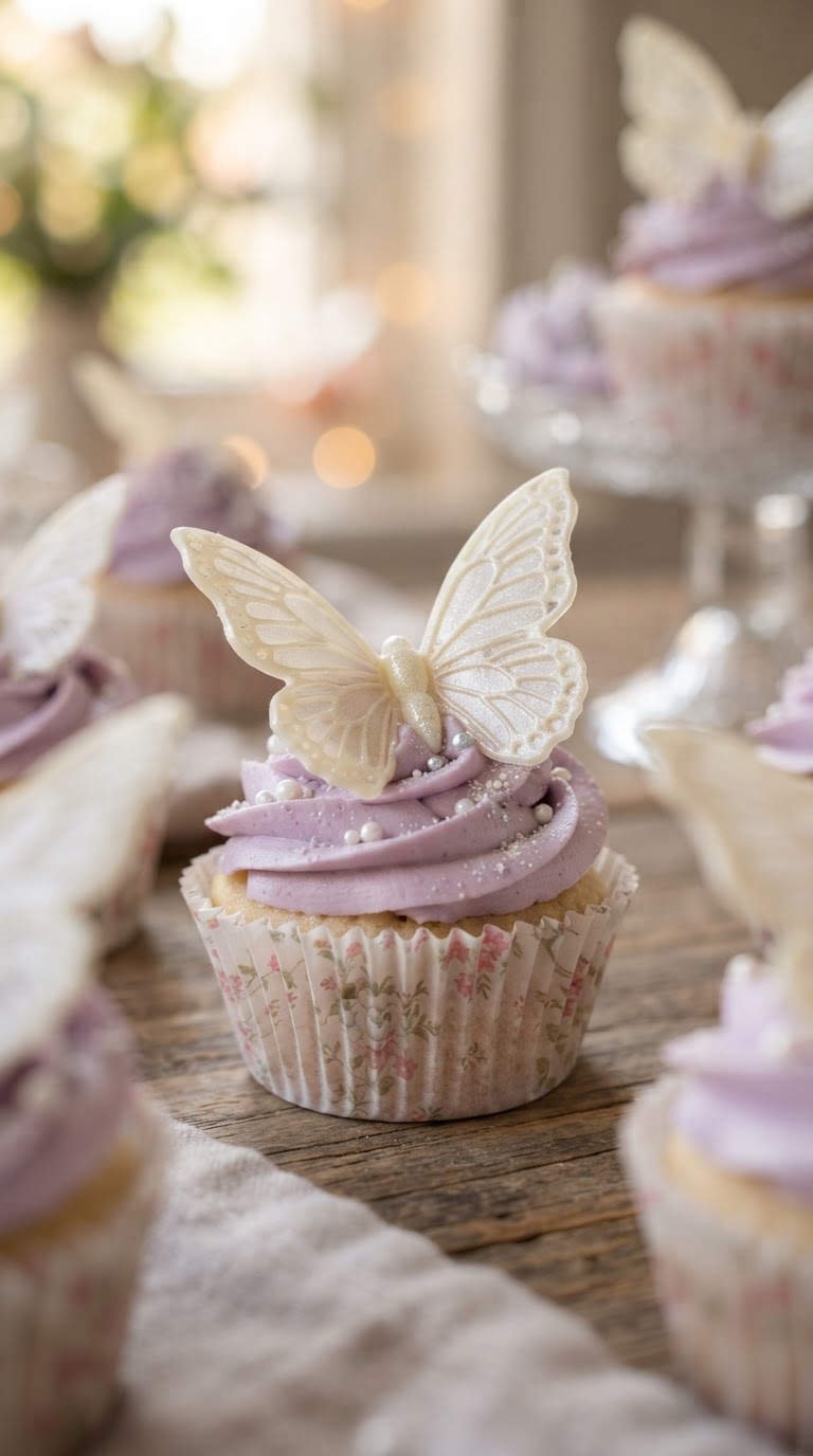Cupcakes com Asas de Wafer Crocante