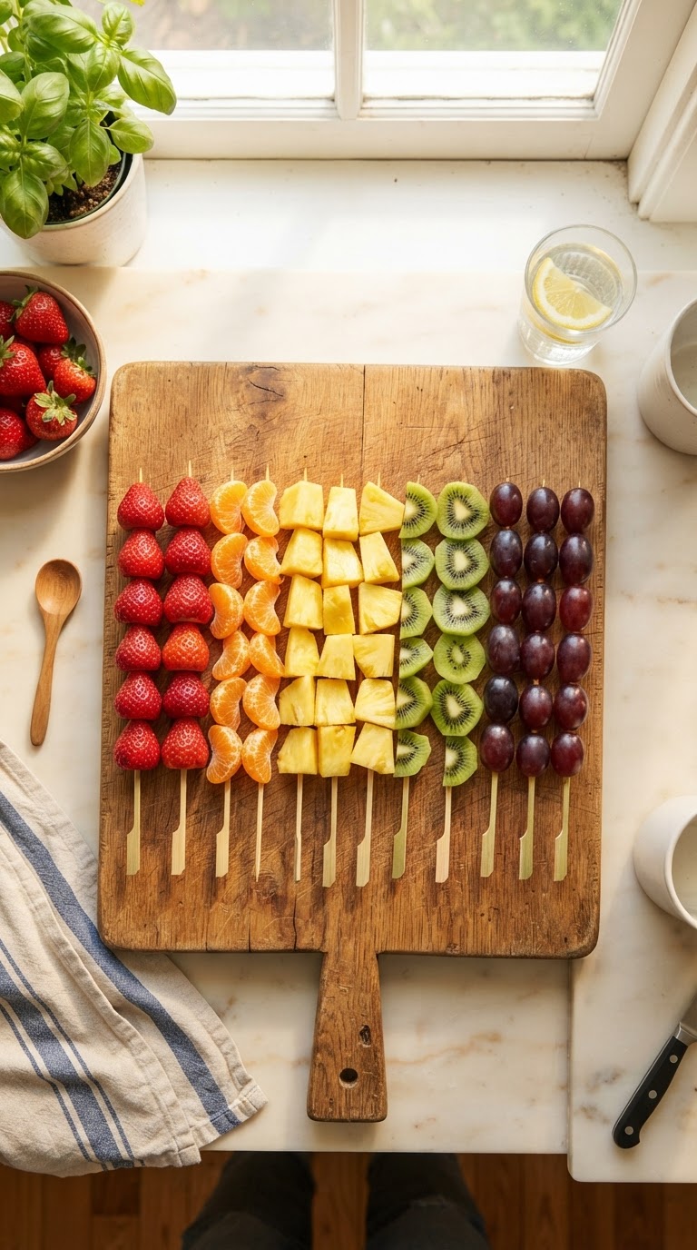 10. Mesa de Comidinhas Saudáveis Arco-Íris