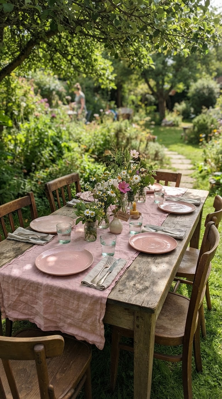 4. Estilo Rústico Chique com Detalhes Rosa
