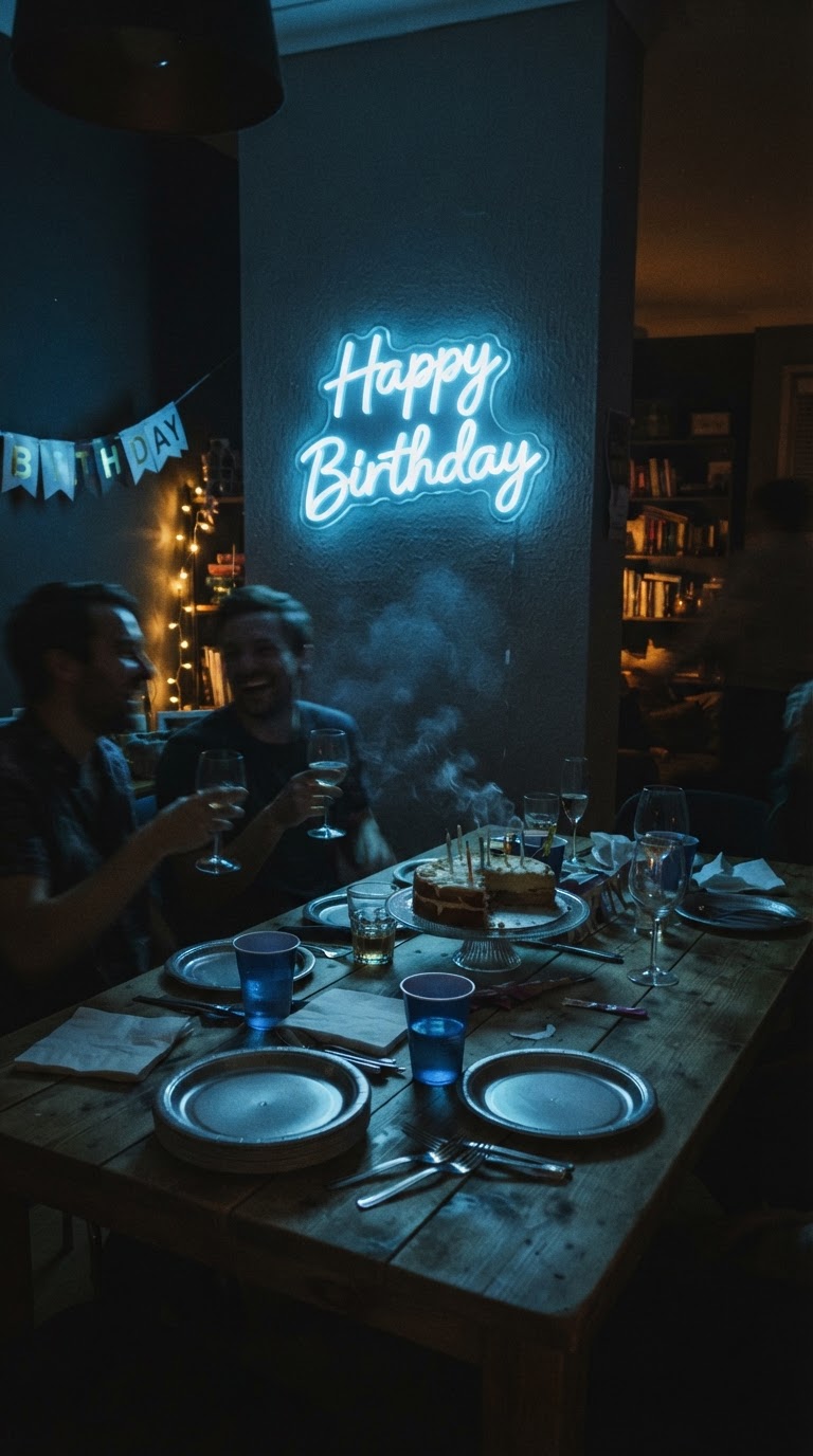 7. Azul Royal e Prata para Festa Neon