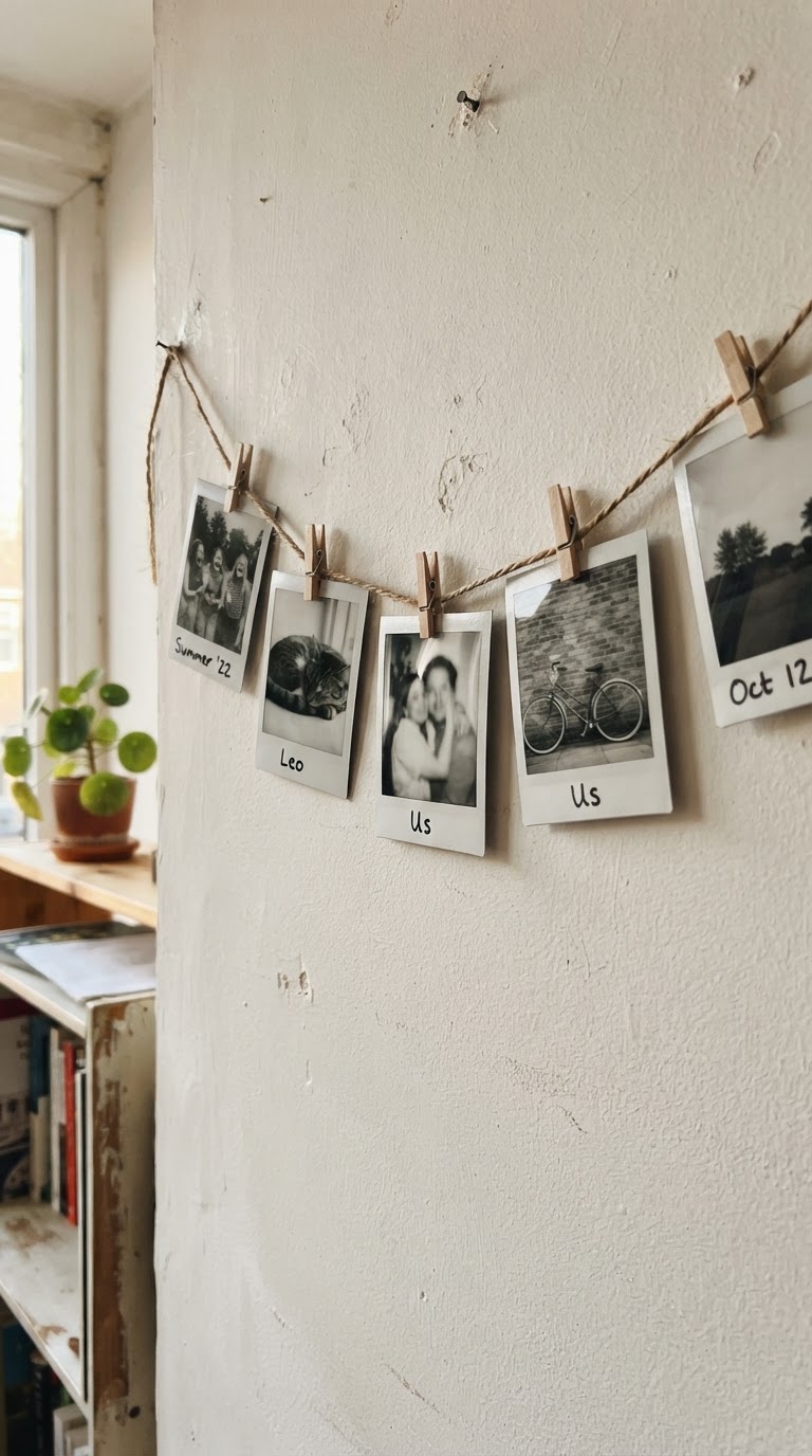 3. Varal de Fotos em Preto e Branco