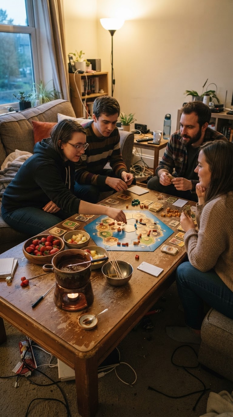 Noite de Jogos de Tabuleiro e Fondue