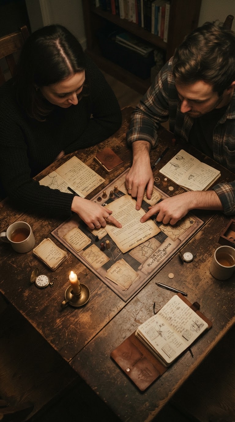 11. A Noite de Jogos de Tabuleiro Vintage e Enigmas Personalizados