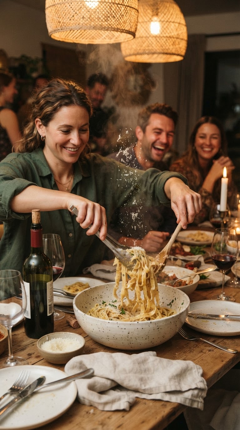12. Rodada de massas frescas finalizadas na mesa pelo anfitrião