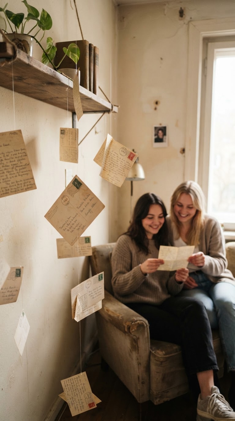 5. L'esposizione di lettere d'archivio personali sospese a fili invisibili