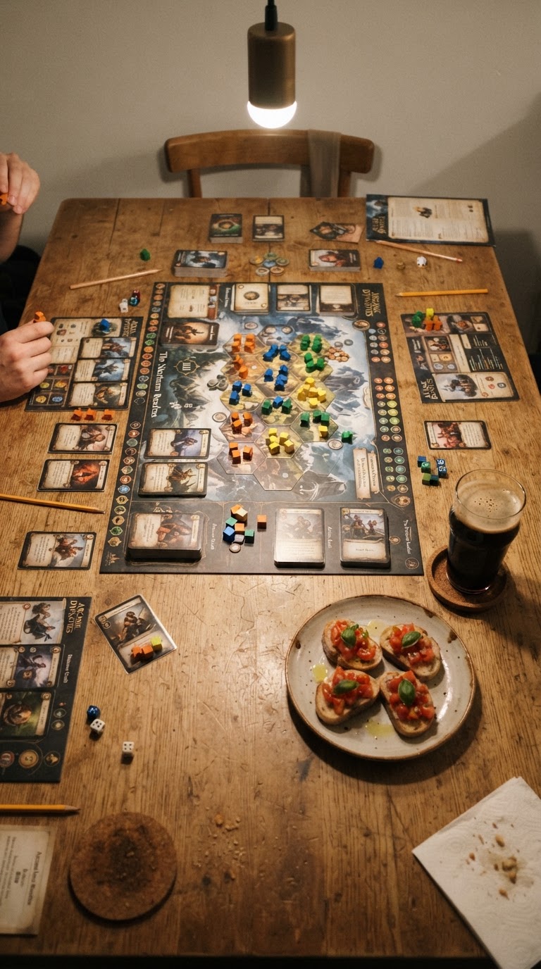 11. A sessão privada de jogos de tabuleiro de estratégia com menu finger food descomplicado