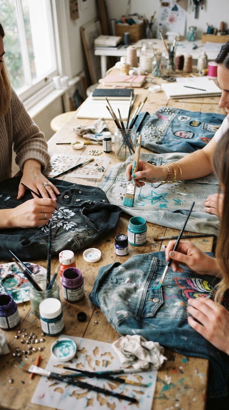 13. A oficina de upcycling de jaquetas jeans vintage