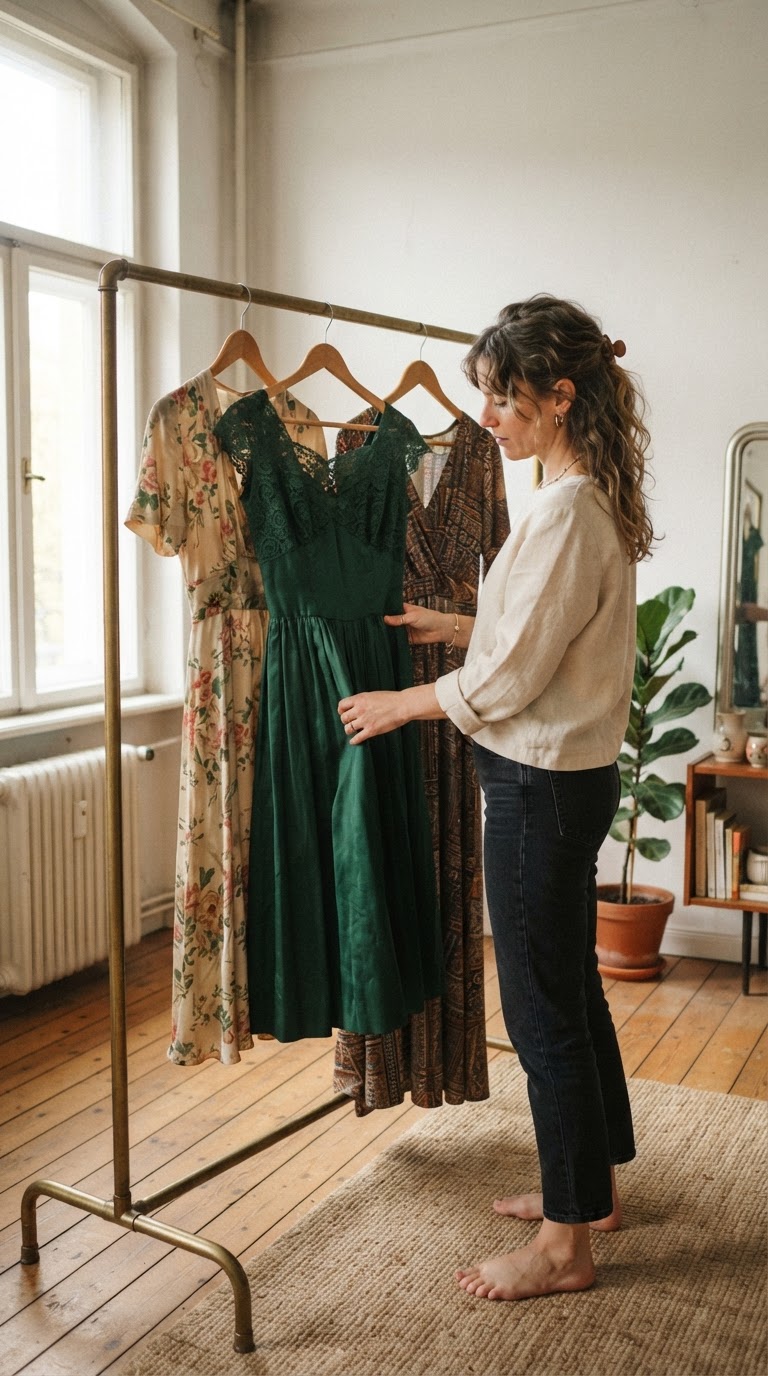 A instalação de alta costura afetiva com os vestidos marcantes da juventude dela