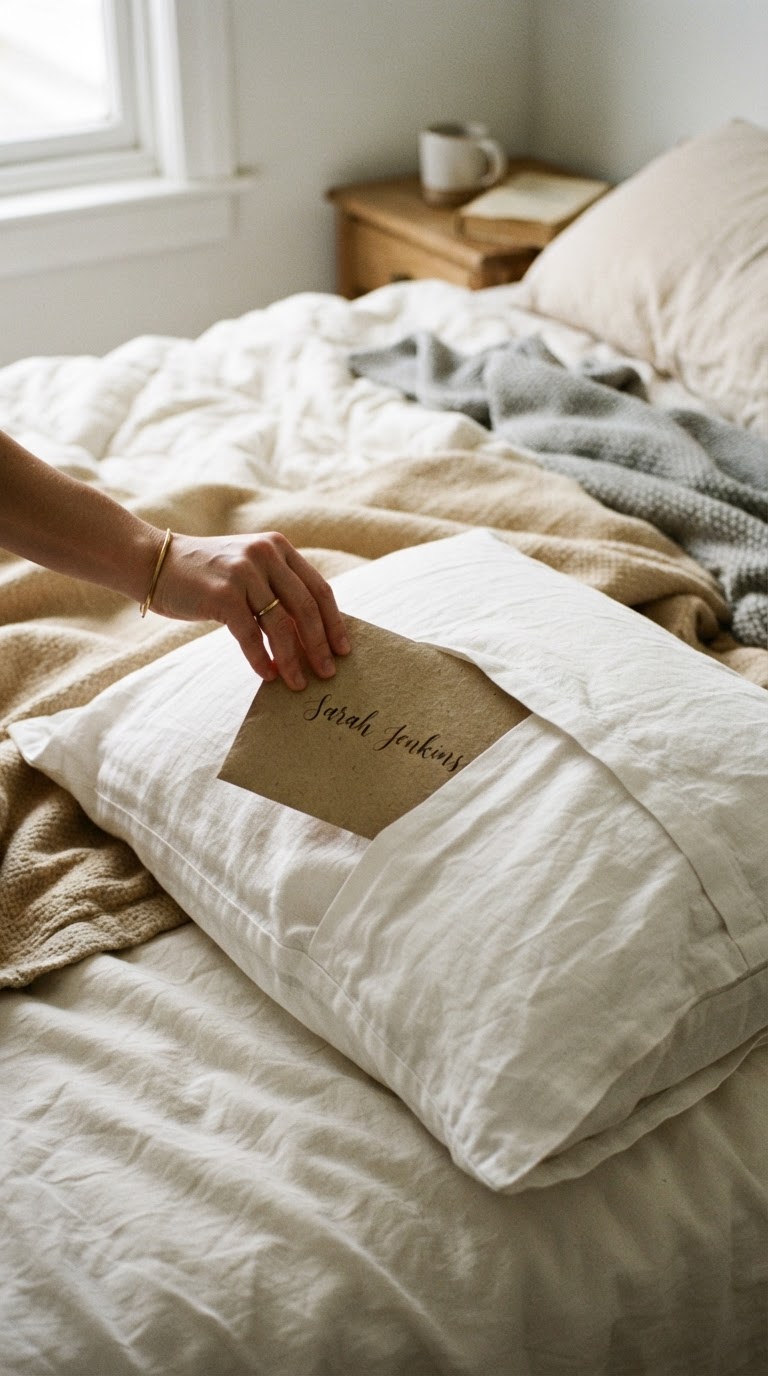 As fronhas literárias com cartas manuscritas escondidas nos bolsos internos