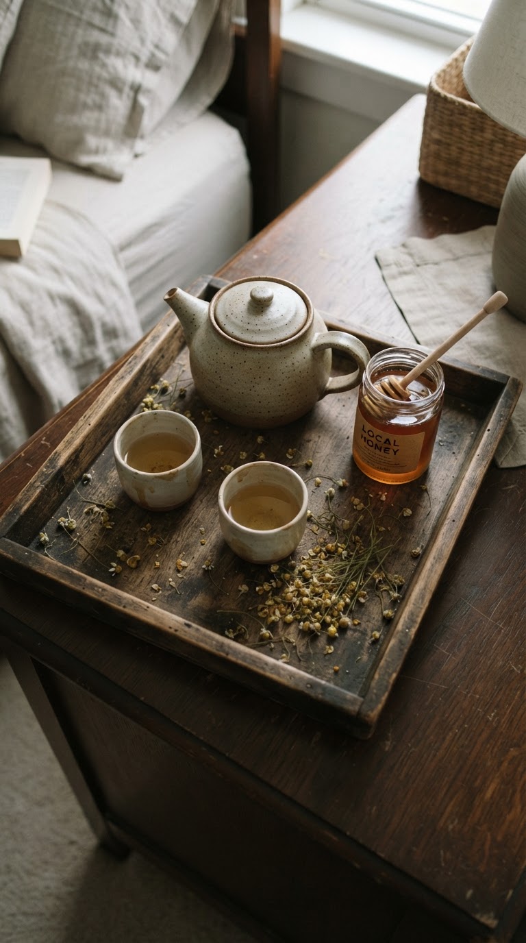 O bar noturno de chás botânicos raros com infusores de cerâmica artesanal