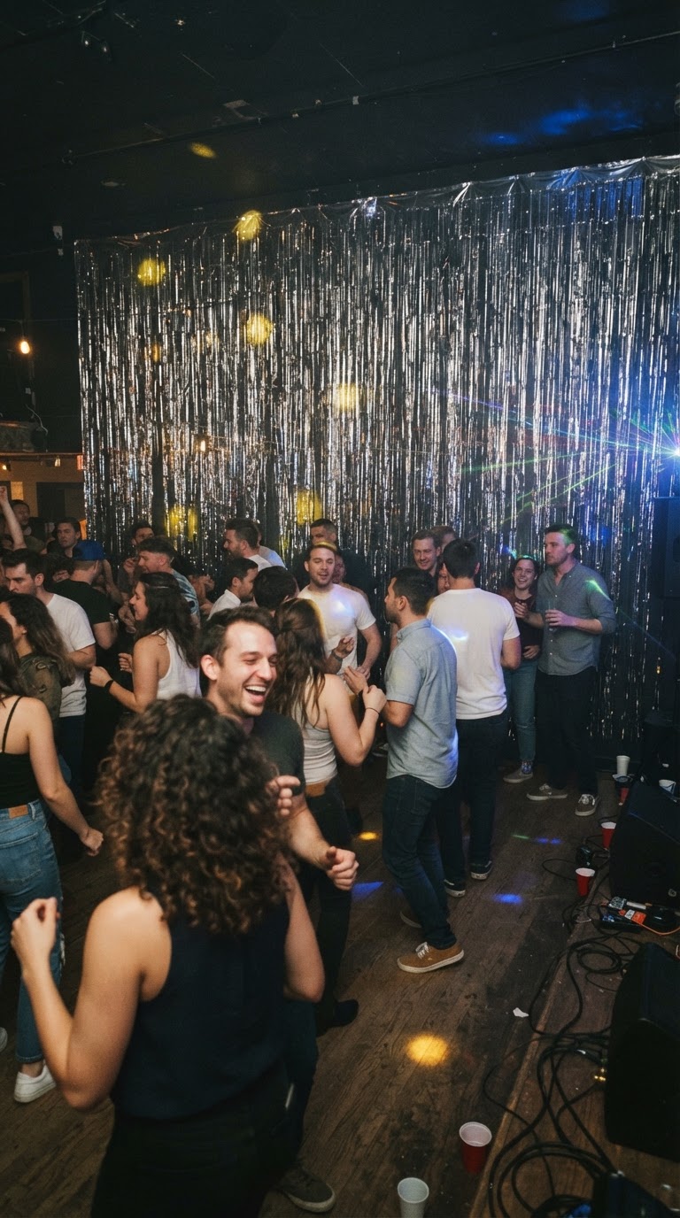 O cenário cinético de franjas metalizadas ativadas por vento suave