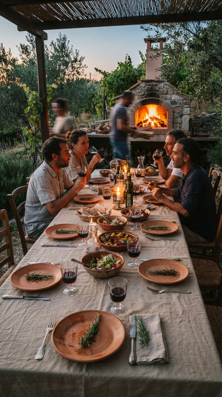O Jantar de Forno a Lenha e Argila Terracota