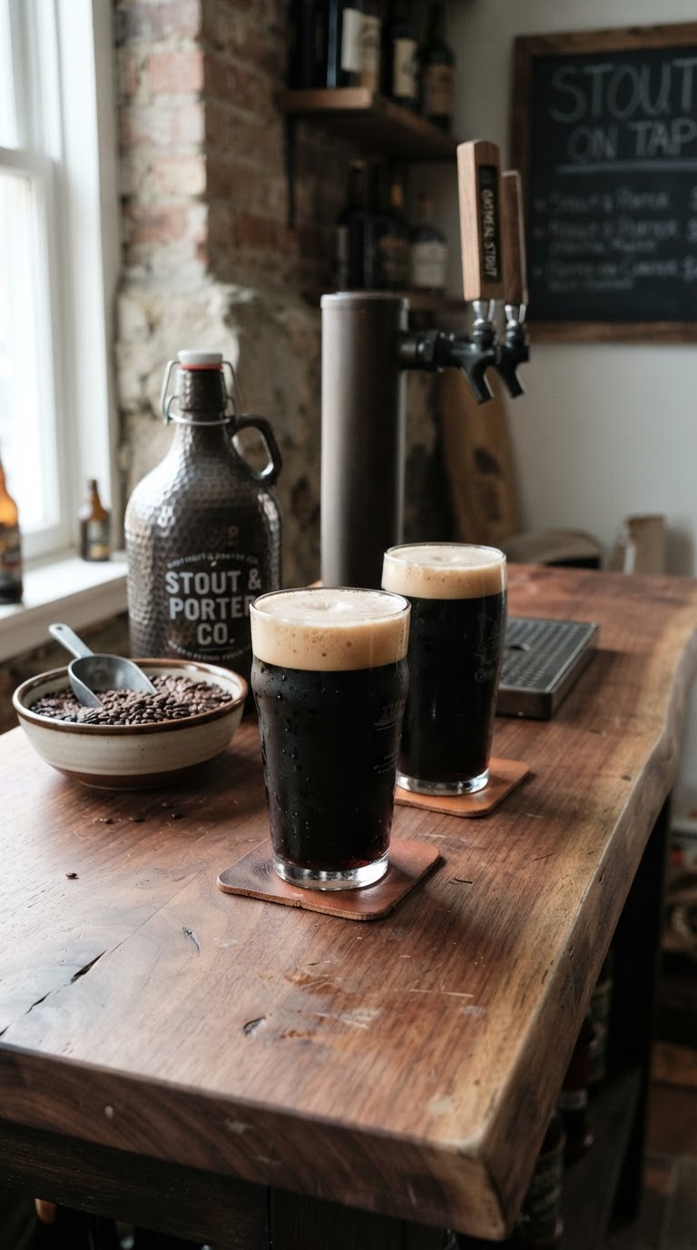6. O bar de cervejas stout e maltes tostados montado em tora de nogueira