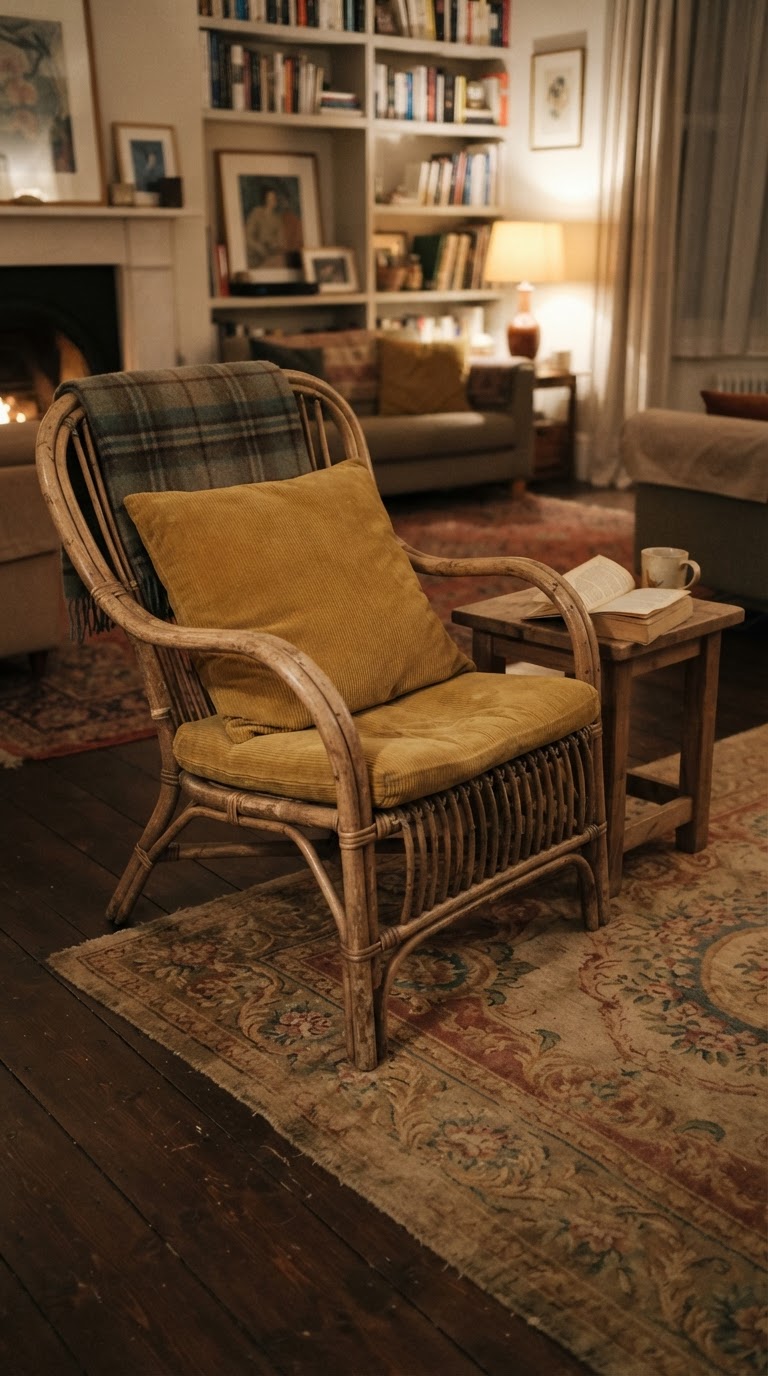 O Lounge Colonial de Rattan e Tapeçaria Aubusson Clássica
