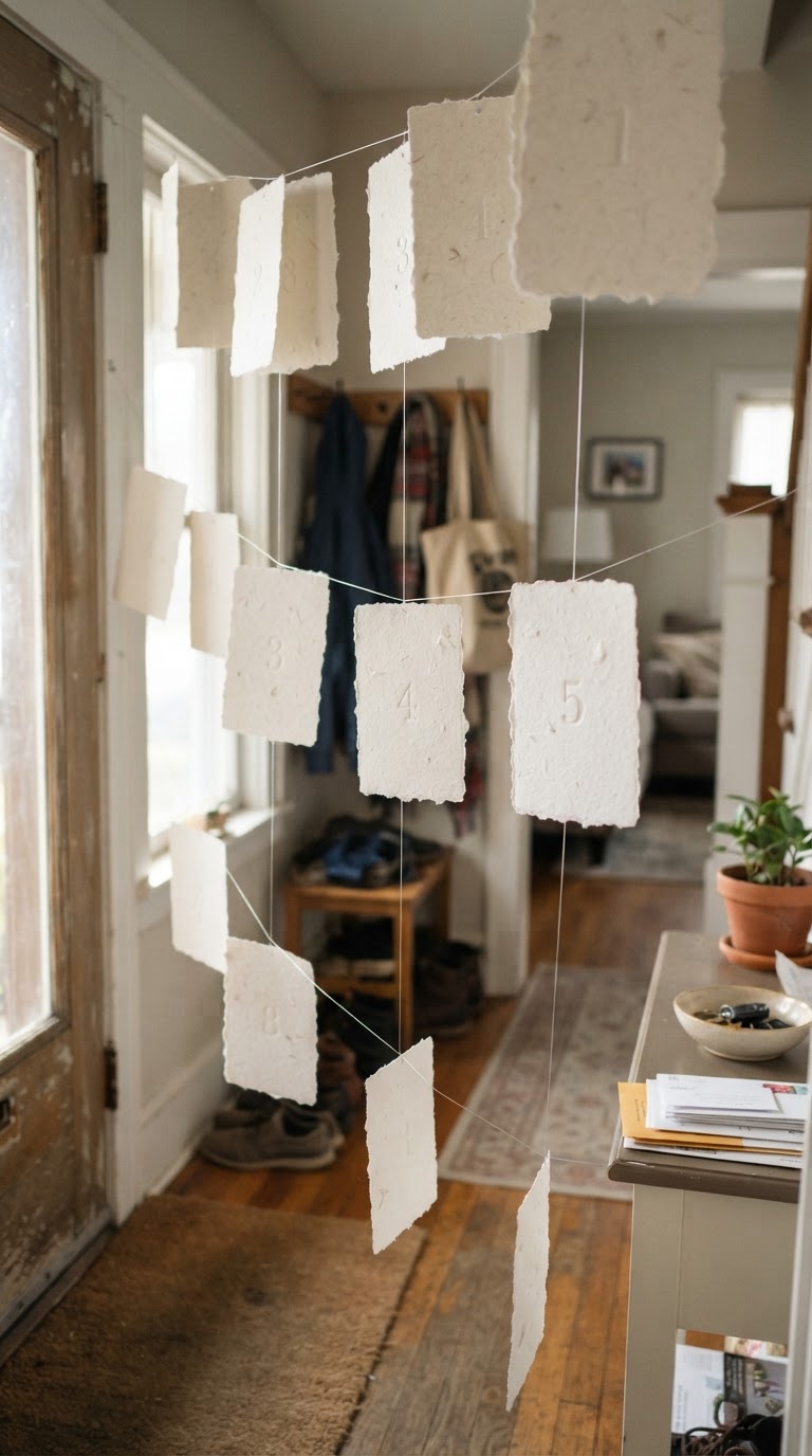 O Caminho de Entrada com Cortina de Monogramas Flutuantes em Papel de Algodão