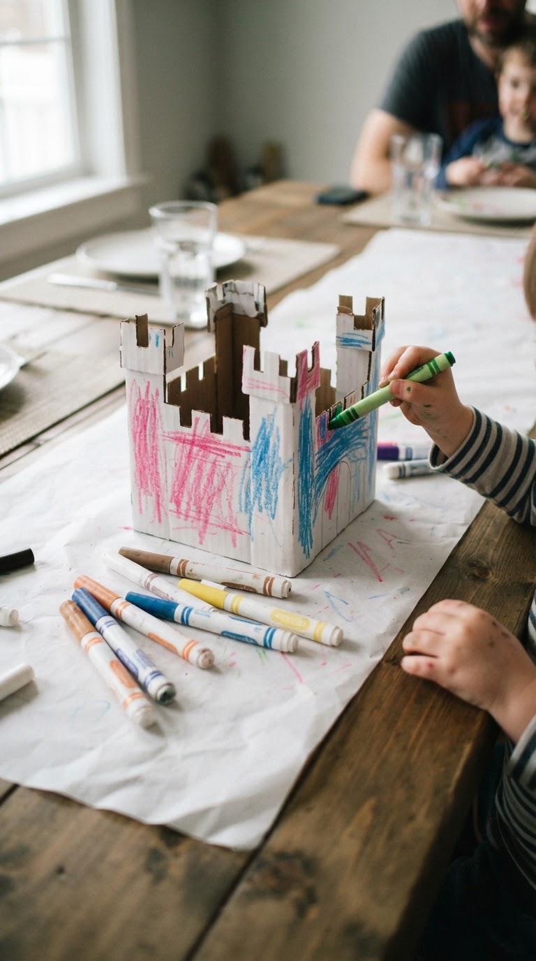 A maquete de castelo dobrável de papelão para colorir