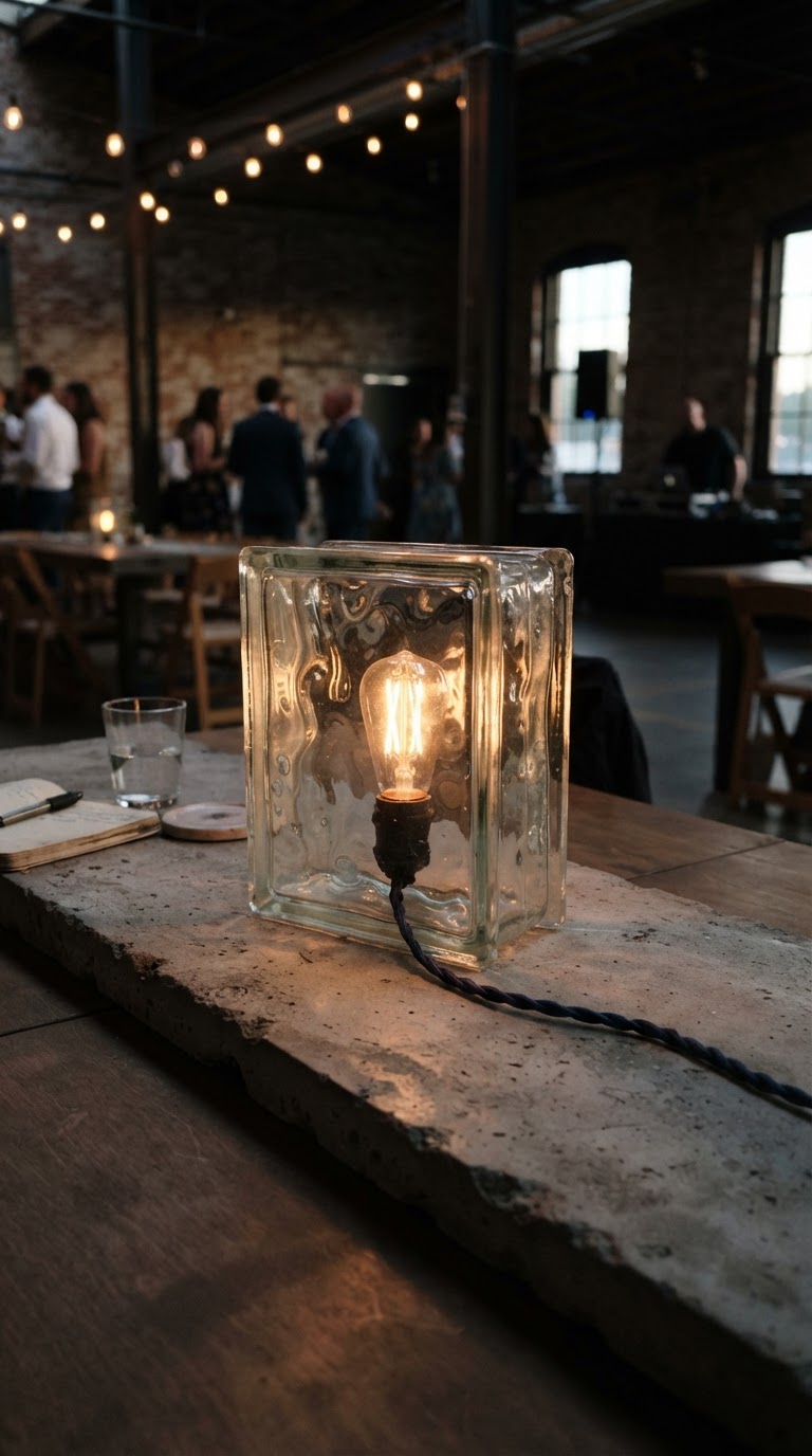 A luminária de tijolo de vidro industrial com fiação em corda náutica